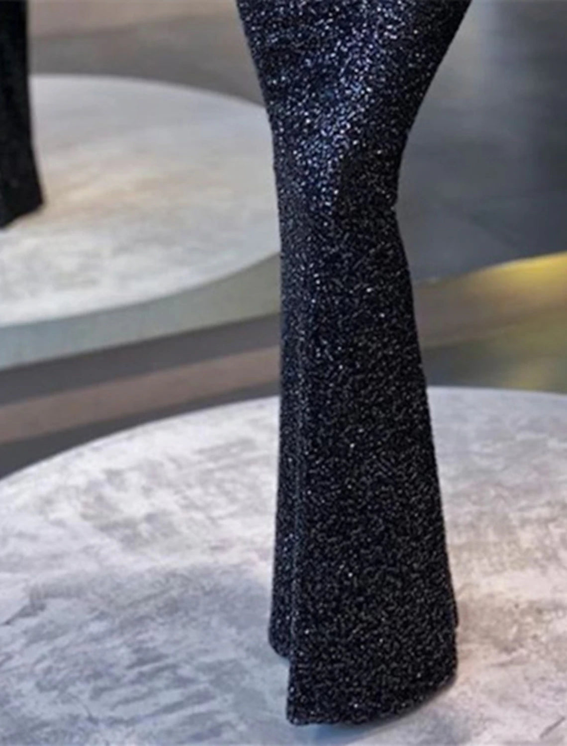 Abito da sera nero a sirena, abito scintillante e brillante, abito da cocktail formale, lunghezza al pavimento, manica lunga, collo alto, paillettes con paillettes 2025